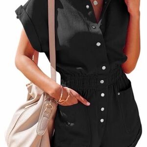 Stylish Black Button-Up Jumpsuit